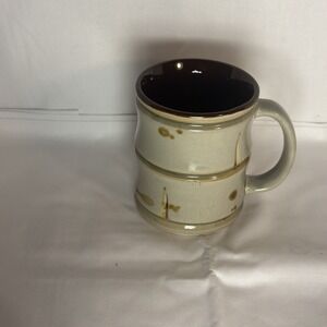 VTG Capodimonte Stoneware Bamboo Style Coffee Mug Marked Tiki Style Beige HTF